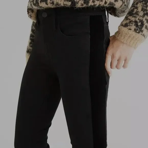 Madewell 9" High Rise Skinny Velvet Tuxedo Stripe Jeans - Picture 1 of 10